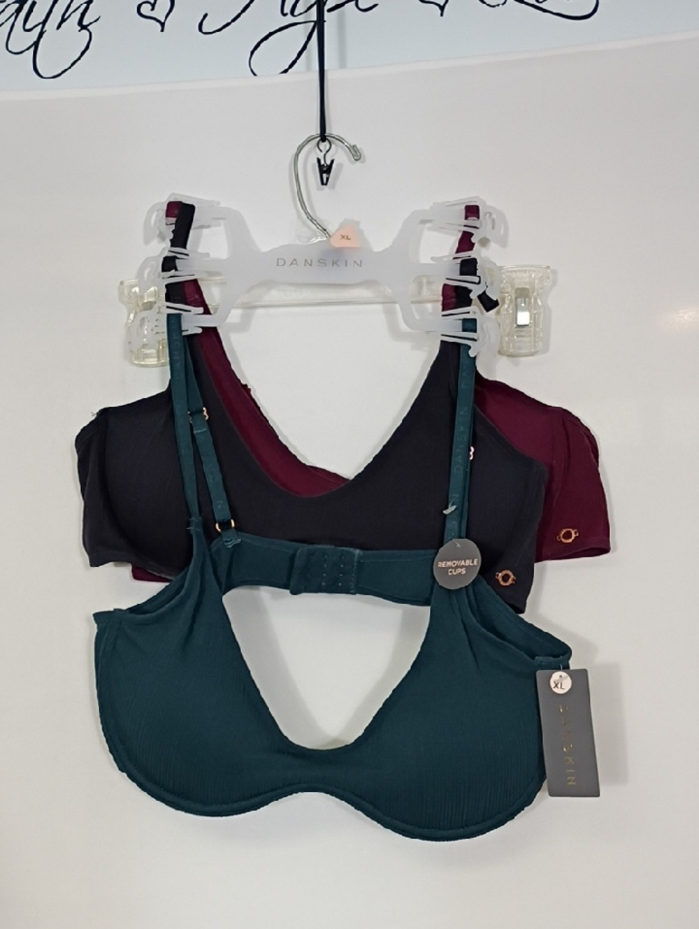 NWT Danskin Juniper Multi Seamless Variegated Rib Wired Bralette 3 Pack Size XL